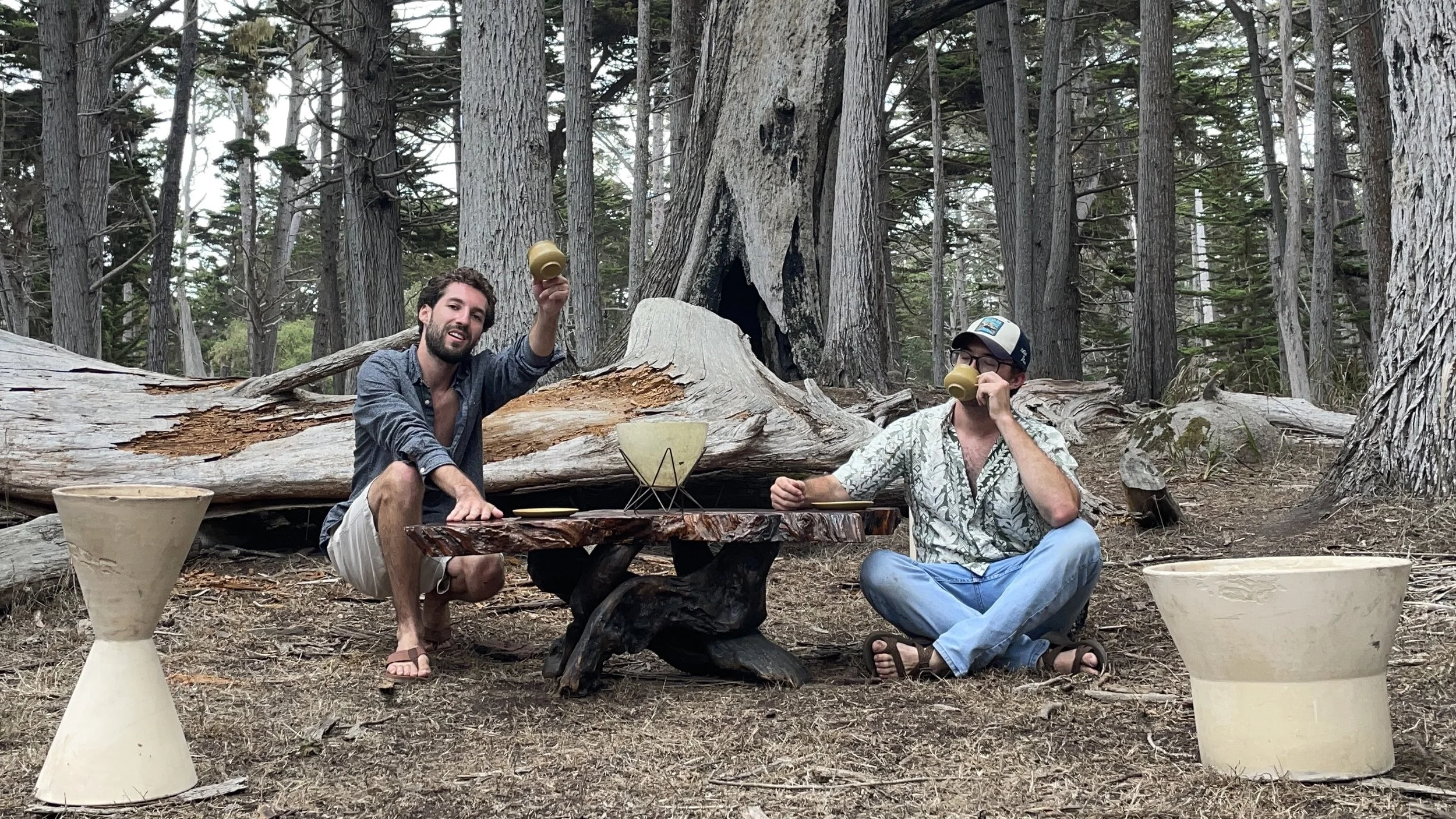 The Dust Shuttle crew sharing a roadside vintage find